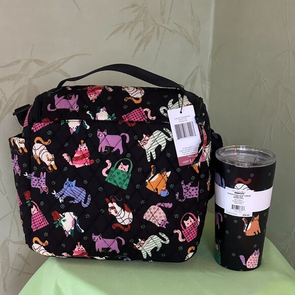 VERA BRADLEY HERDING CATS LUNCH CROSSBODY BAG + STAINLESS TUMBLER (SET):NWT CAT - Picture 4 of 13